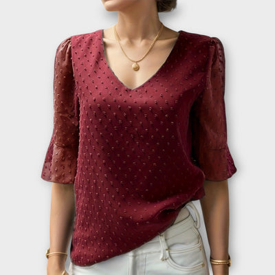 Amaya – Textured Blouse met V-hals