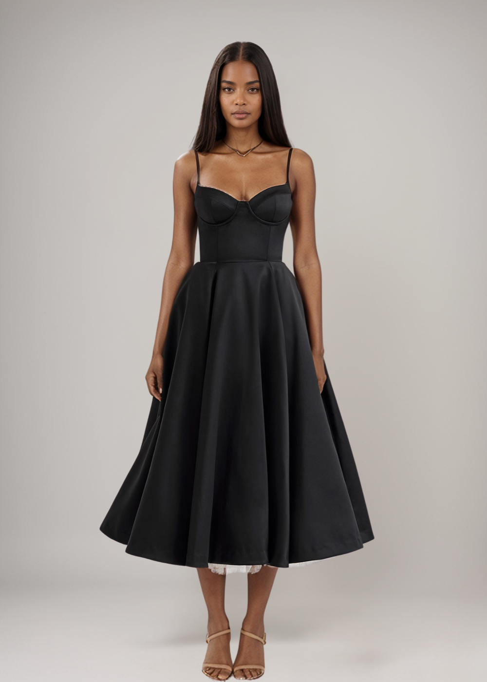 Julia™ | Satijnen Bustier-Midikleed