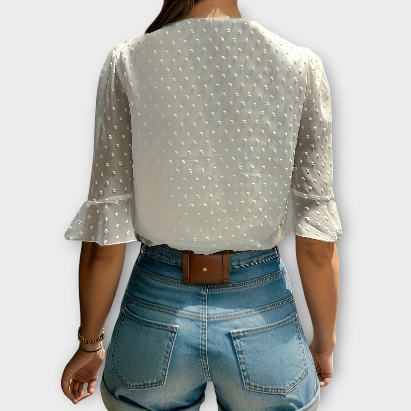 Amaya – Textured Blouse met V-hals