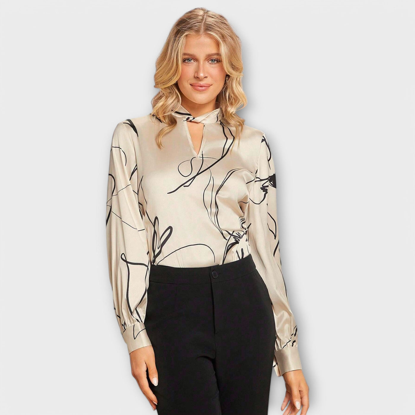 Ines™ Elegante Blouse met Lijnenpatroon