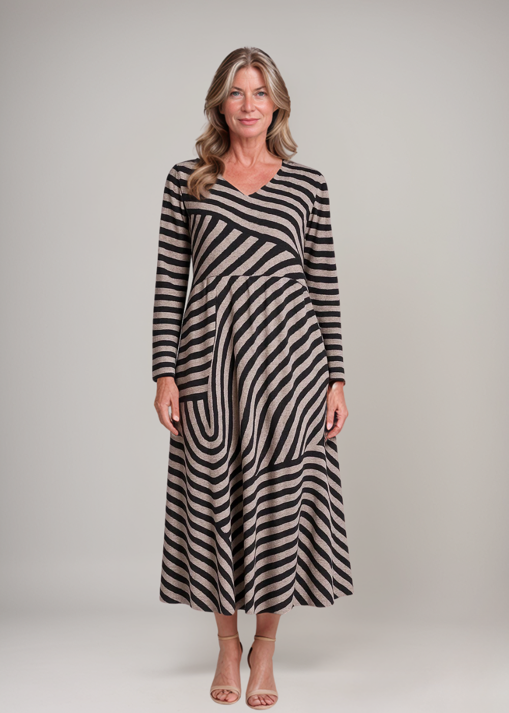 Belinda™ | Gestreepte Maxijurk met V-hals