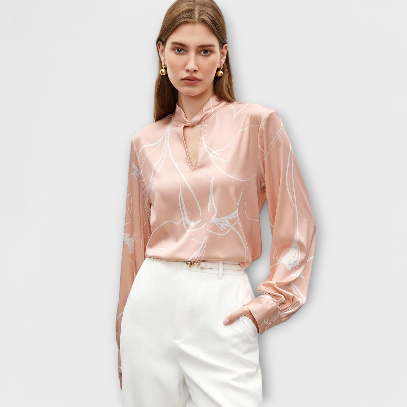 Ines™ Elegante Blouse met Lijnenpatroon
