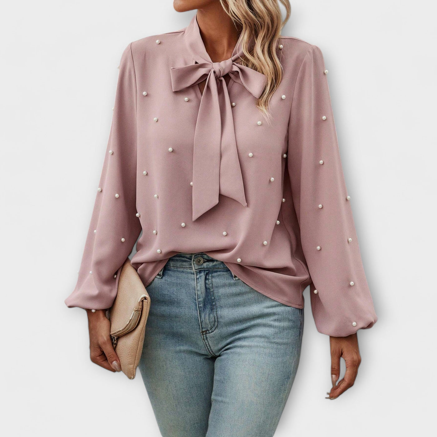 Sophie™ Elegante Blouse met Parel Details en Strik