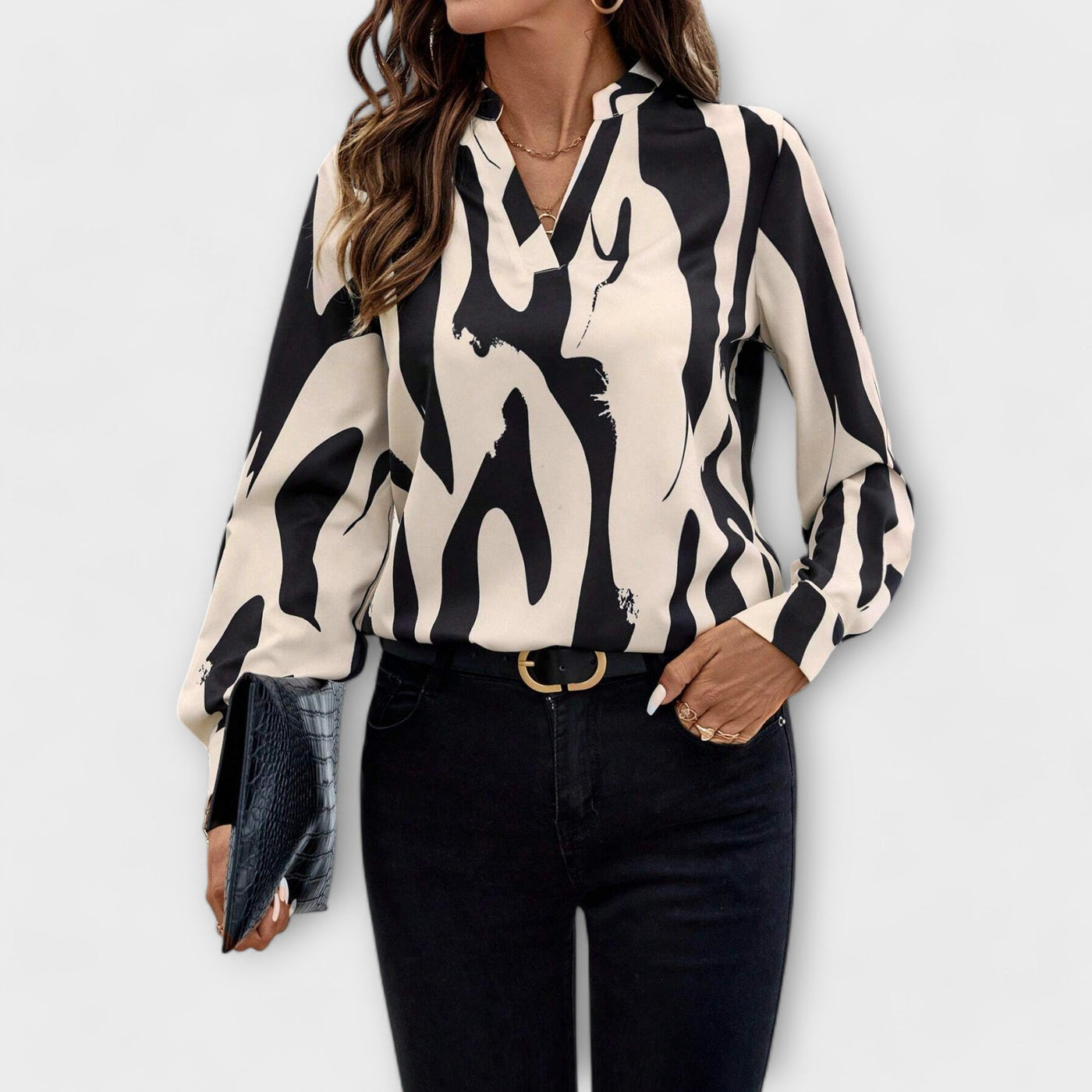 Hiba™ Elegante Blouse met Grafisch Patroon