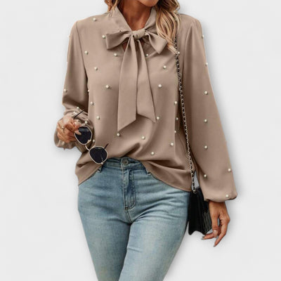 Sophie™ Elegante Blouse met Parel Details en Strik