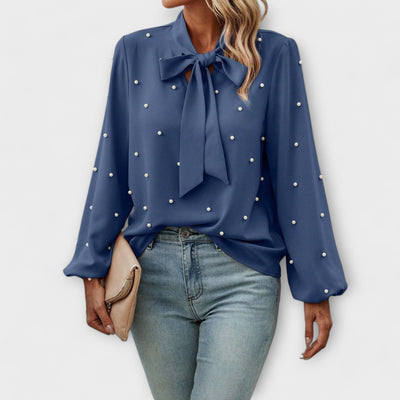 Sophie™ Elegante Blouse met Parel Details en Strik