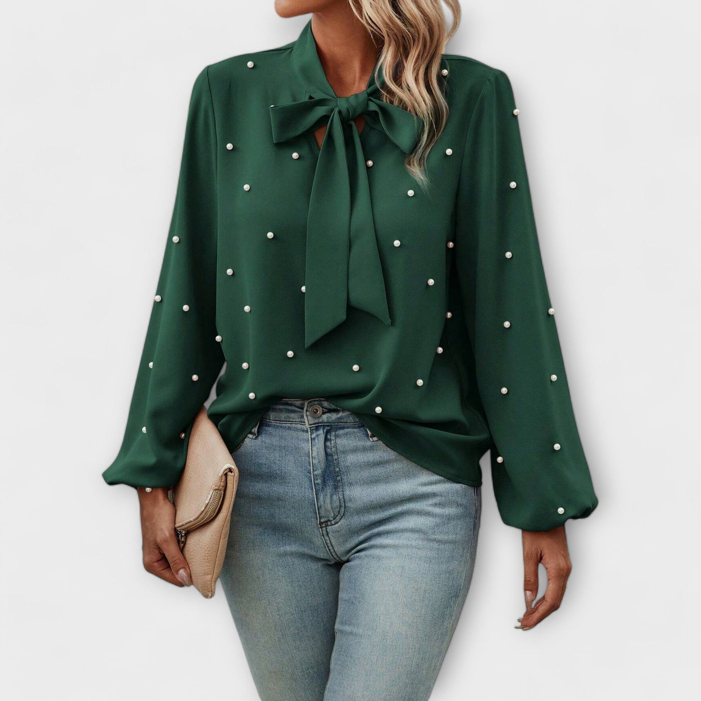 Sophie™ Elegante Blouse met Parel Details en Strik