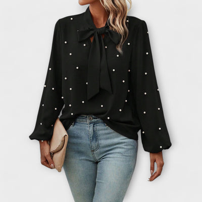 Sophie™ Elegante Blouse met Parel Details en Strik