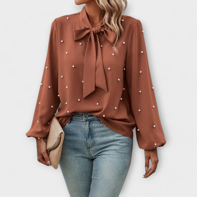 Sophie™ Elegante Blouse met Parel Details en Strik