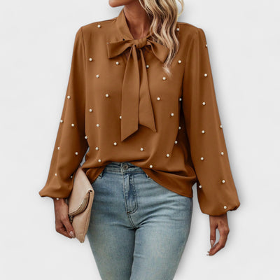 Sophie™ Elegante Blouse met Parel Details en Strik