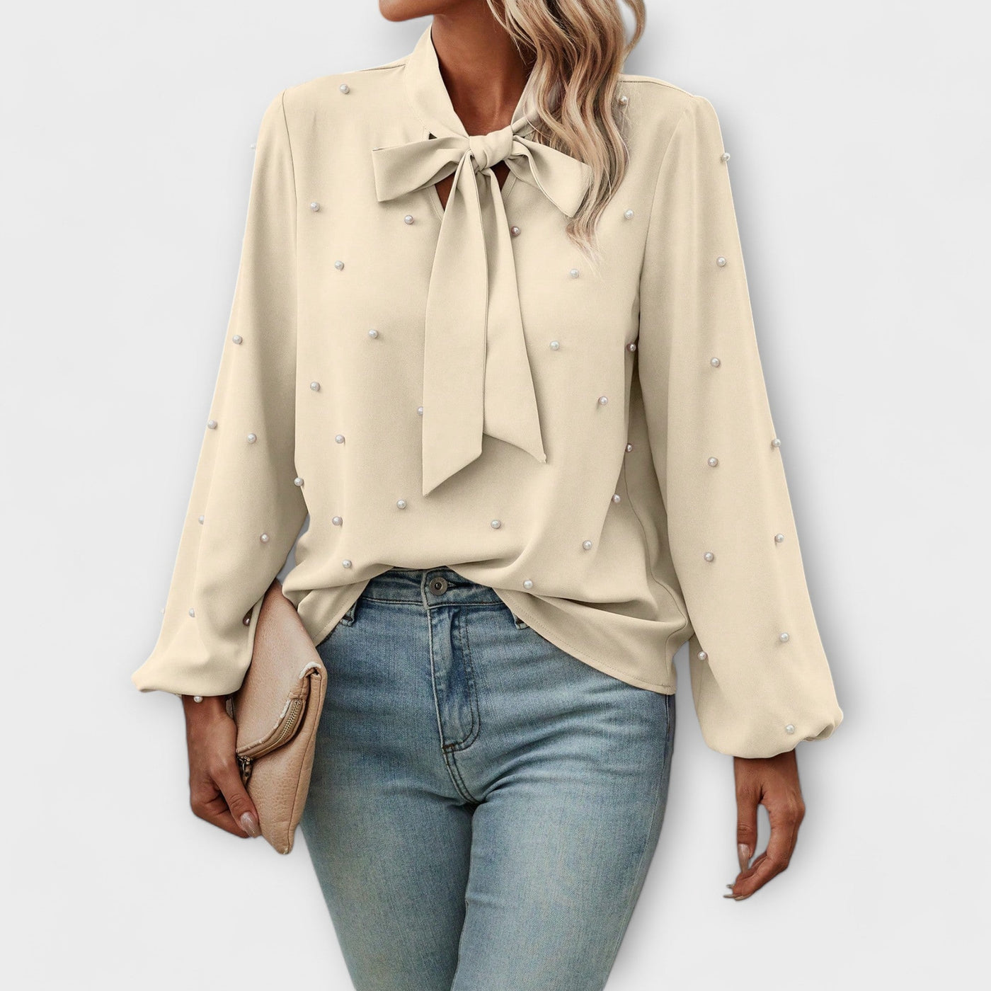 Sophie™ Elegante Blouse met Parel Details en Strik
