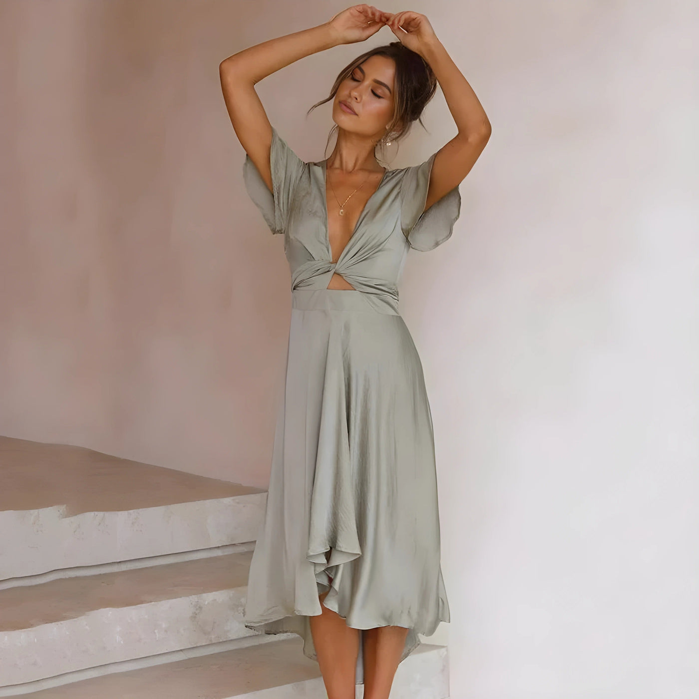 Elina™ | Midi-jurk met knoopdetail
