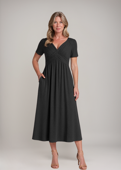 Delilah™ | Midi-jurk met taille-naad en zakken