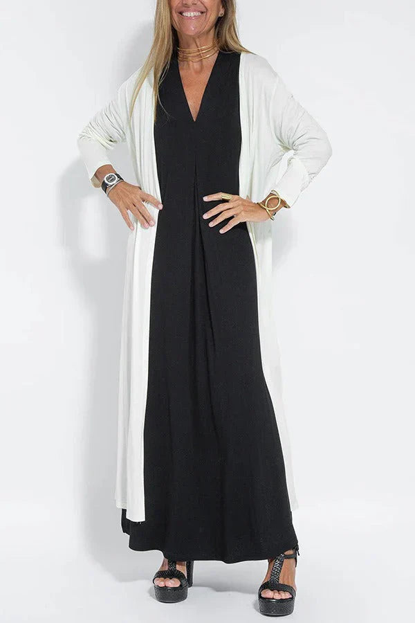 Béatrice - Elegante lange jurk + bijpassende cardigan KADO