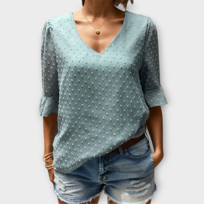 Amaya – Textured Blouse met V-hals