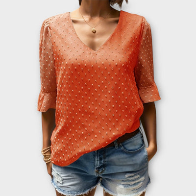 Amaya – Textured Blouse met V-hals
