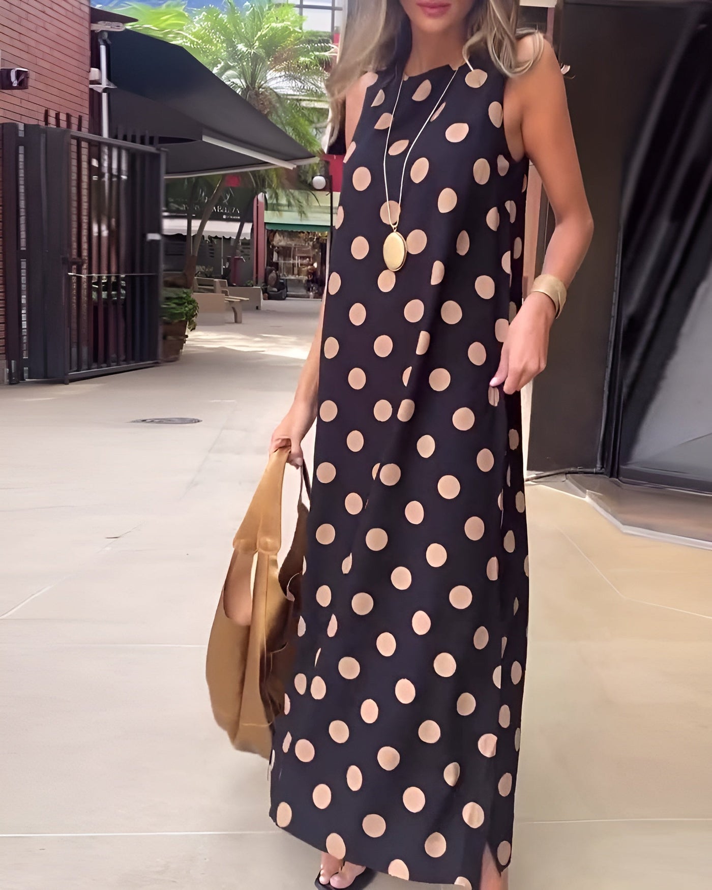 Roxane | Maxi jurk met split en stippen