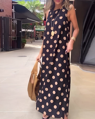 Roxane | Maxi jurk met split en stippen