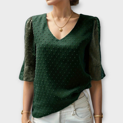 Amaya – Textured Blouse met V-hals