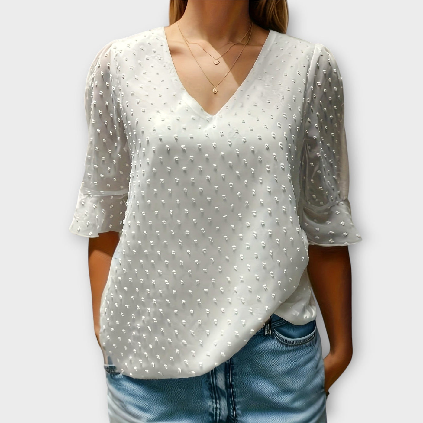 Amaya – Textured Blouse met V-hals