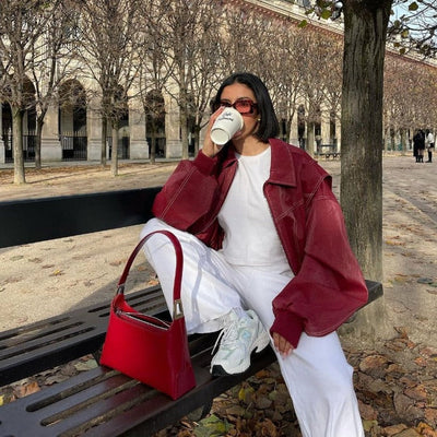 Faye™ — oversized leren jas