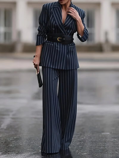 Olivia - Urban Lange Mouwen Gestreepte Pak Set