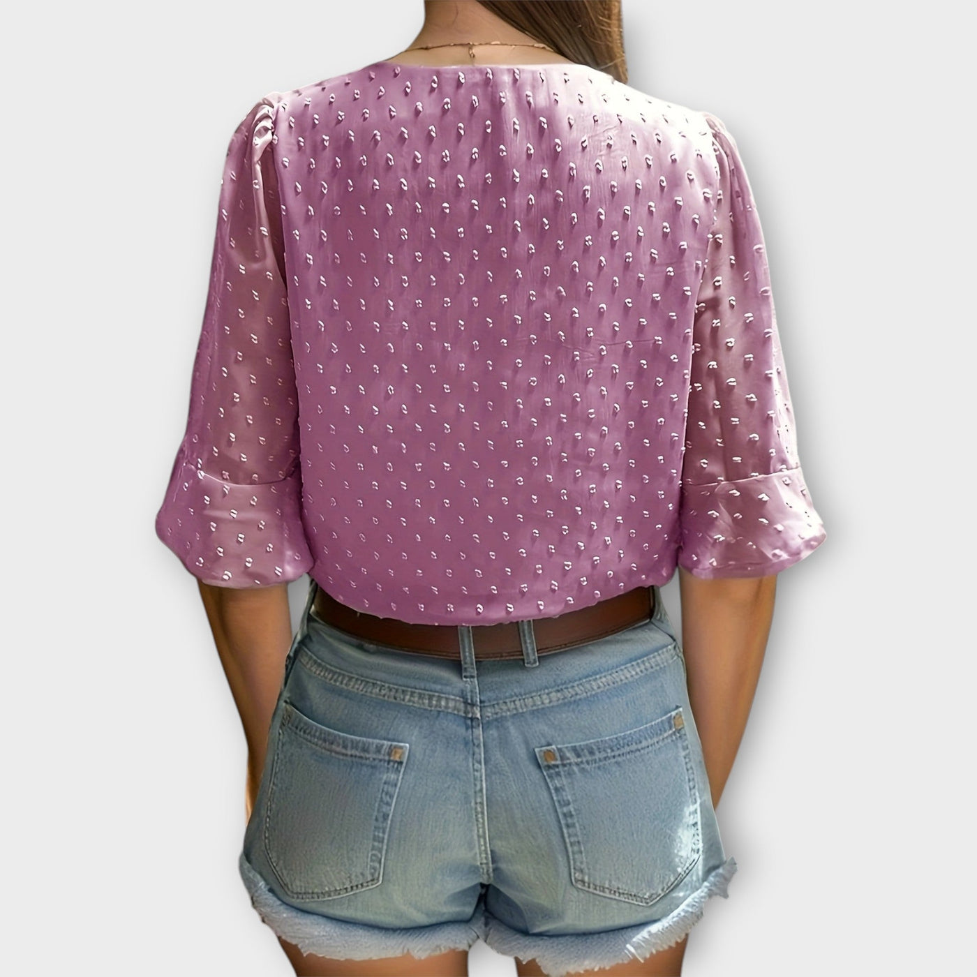 Amaya – Textured Blouse met V-hals