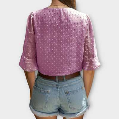 Amaya – Textured Blouse met V-hals