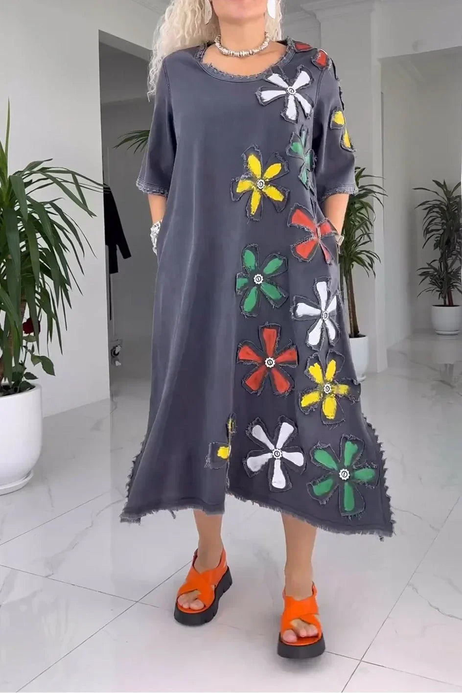 Fleur - Casual Jurk met Bloemenpatroon