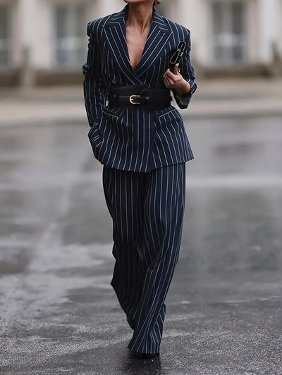 Olivia - Urban Lange Mouwen Gestreepte Pak Set