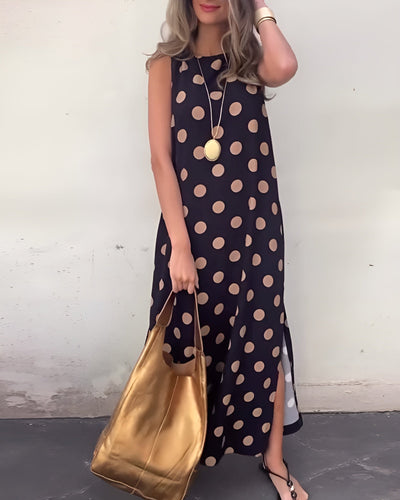 Roxane | Maxi jurk met split en stippen