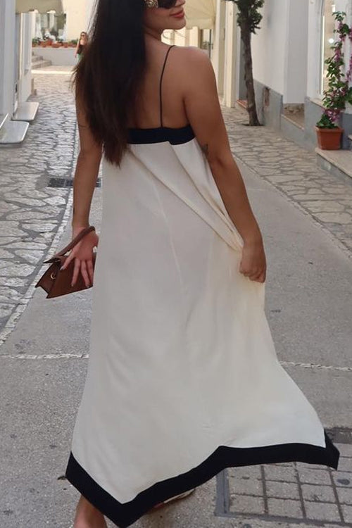 Lora - Spaghetti-Schouderband V-Hals Maxi-Jurk