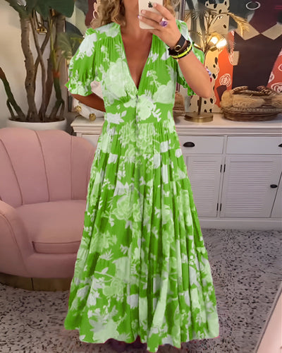 Carine | Jurk met V-hals en bloemenprint