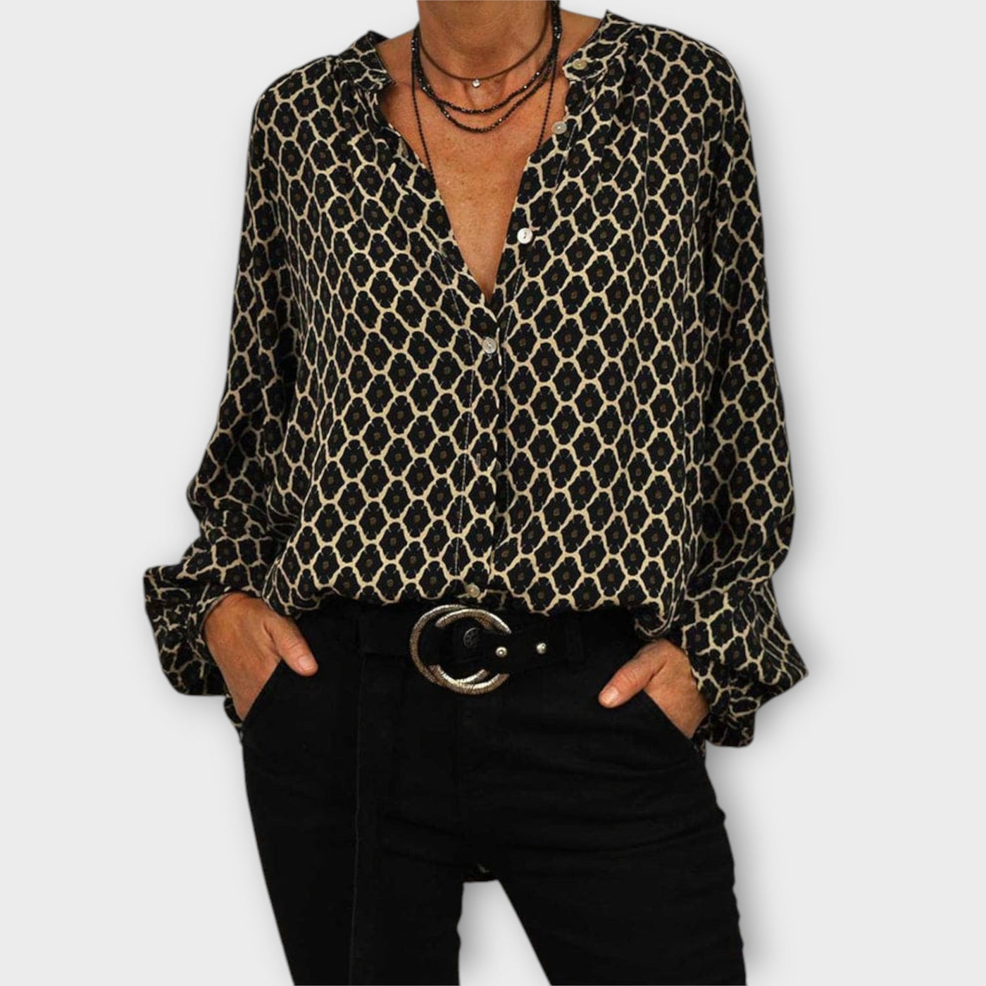 Elena™ Geometrische Print Blouse