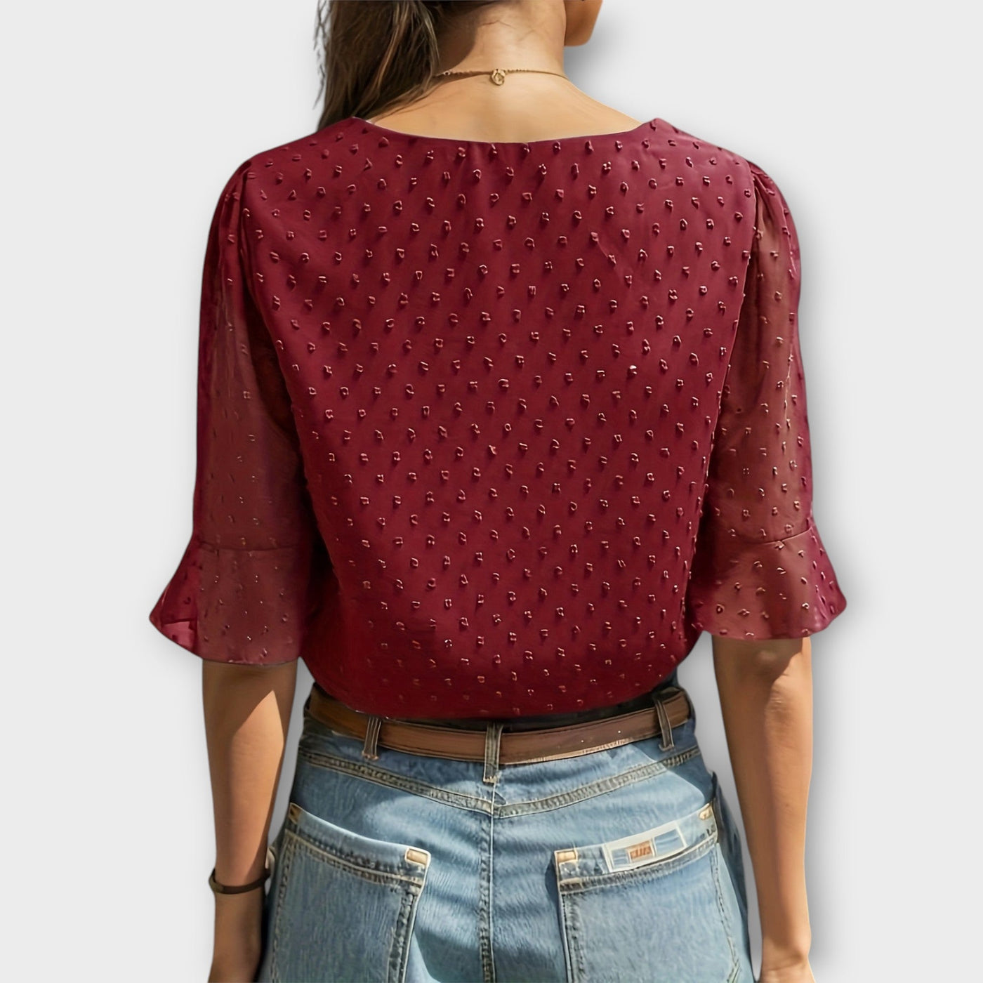 Amaya – Textured Blouse met V-hals