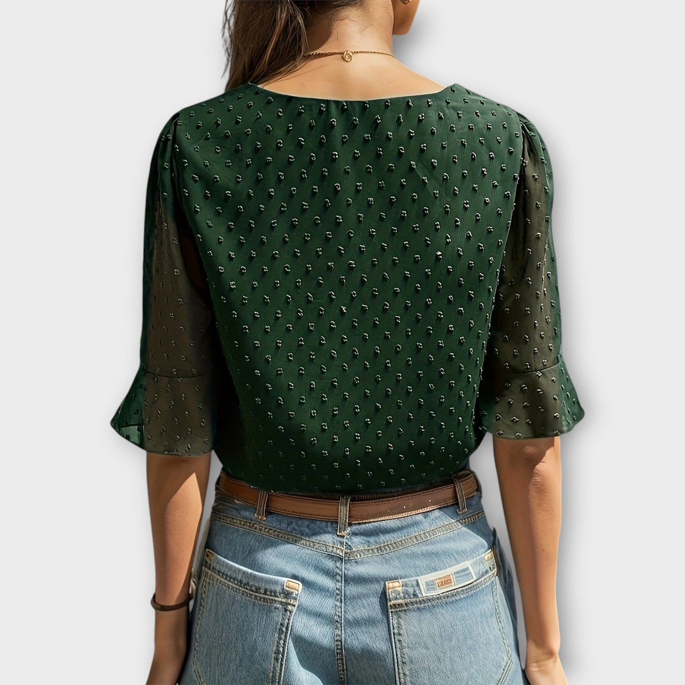 Amaya – Textured Blouse met V-hals