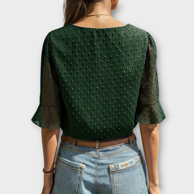 Amaya – Textured Blouse met V-hals