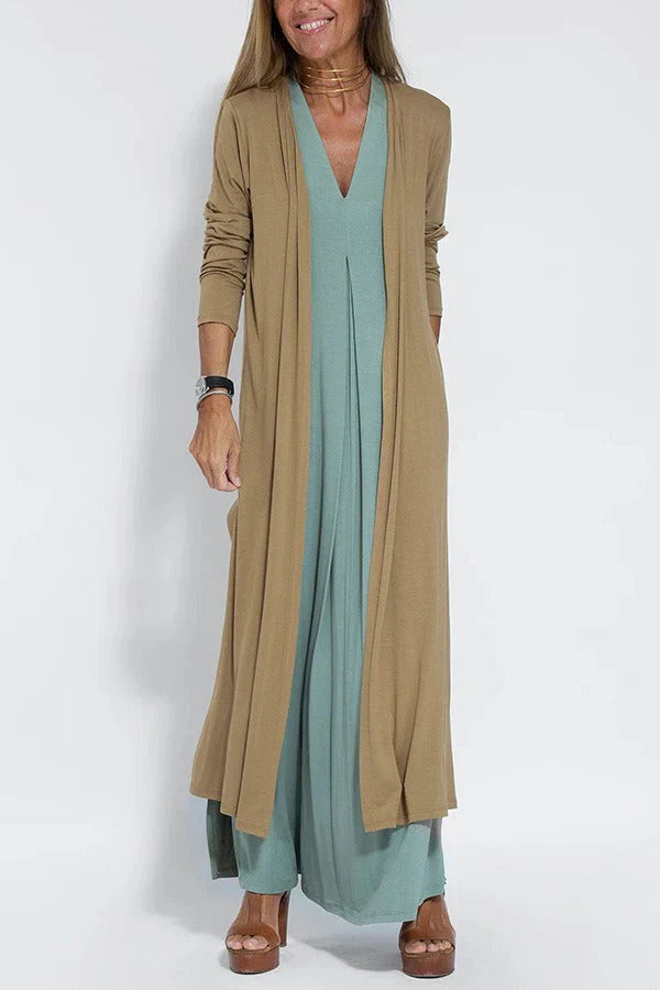 Béatrice - Elegante lange jurk + bijpassende cardigan KADO