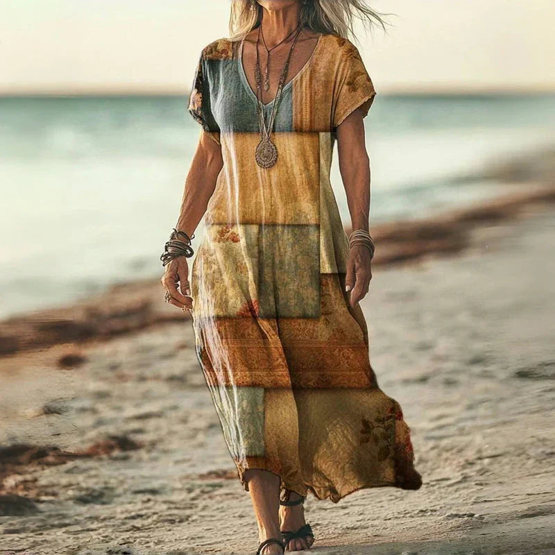 Elsie™ | Losse Batik-Maxikleed