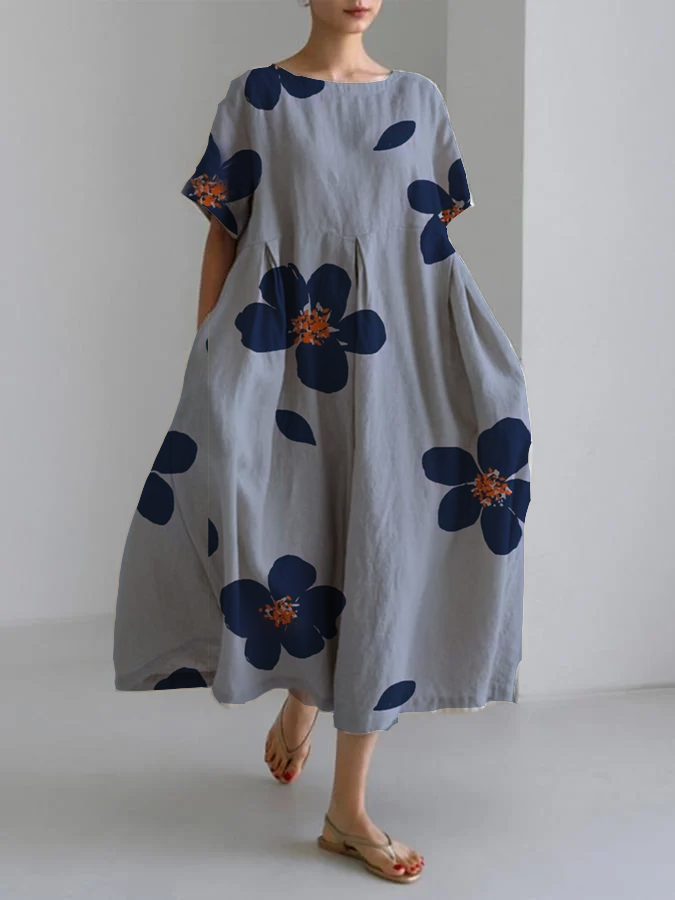 SOPHIA - ROND HALS KLEDING MET BLOEMENPATROON