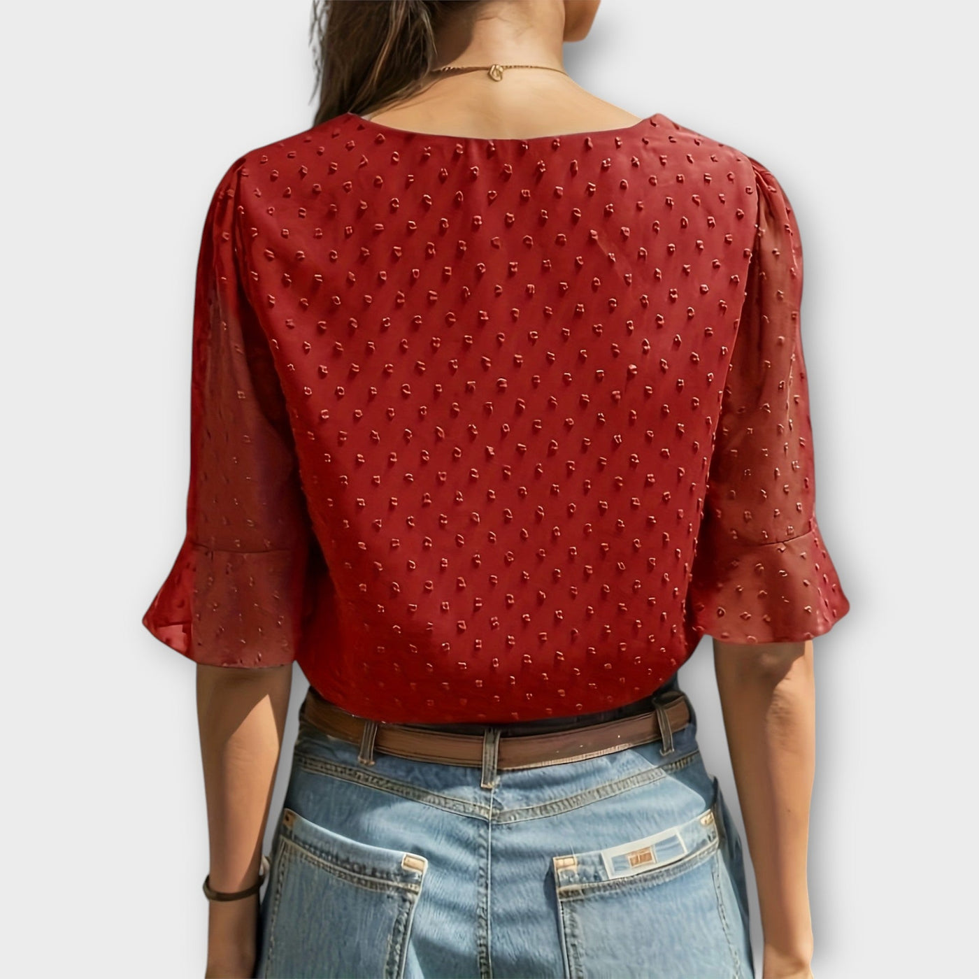 Amaya – Textured Blouse met V-hals