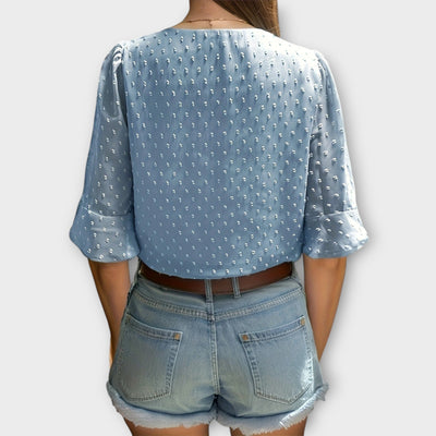 Amaya – Textured Blouse met V-hals