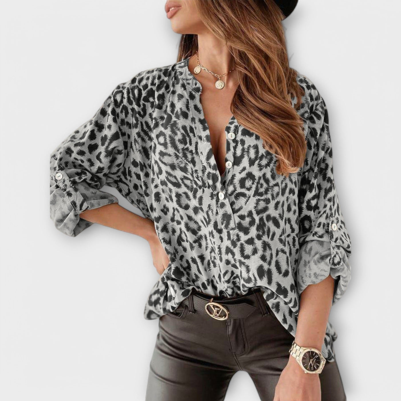 Vany™ Blouse met Luipaardprint