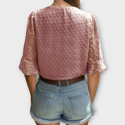 Amaya – Textured Blouse met V-hals