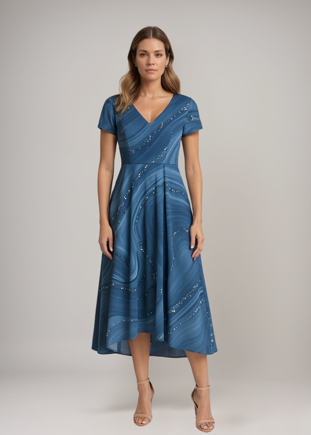 Stella™ | Midi-jurk met wervelpunt en V-hals
