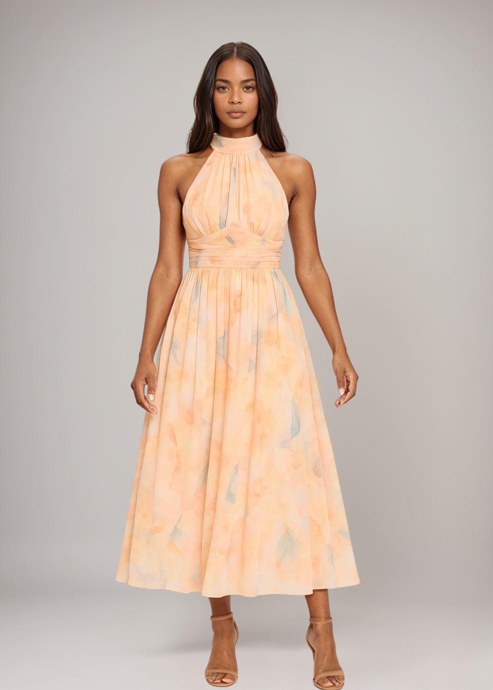 Joli™ | Maxijurk met Halter en Aquarelpatroon