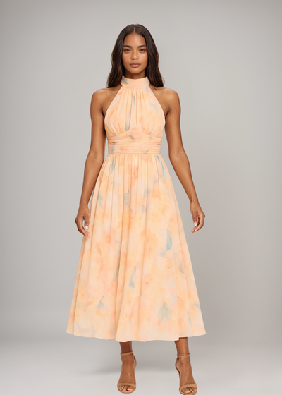 Joli™ | Maxijurk met Halter en Aquarelpatroon