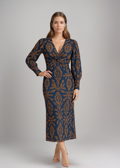 Frieda™ | Barokpatroon Midi-jurk
