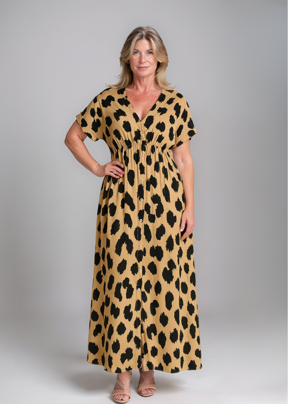 Fenja™ | Maxijurk met luipaardprint