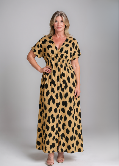 Fenja™ | Maxijurk met luipaardprint